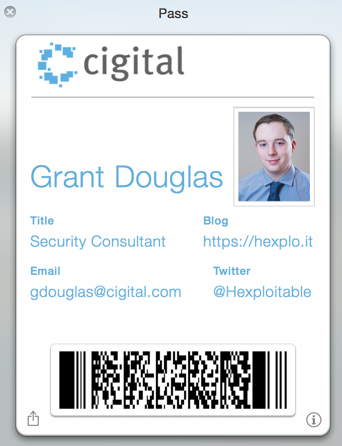 My passbook business card